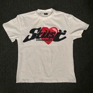White and Red Graphic T-Shirt